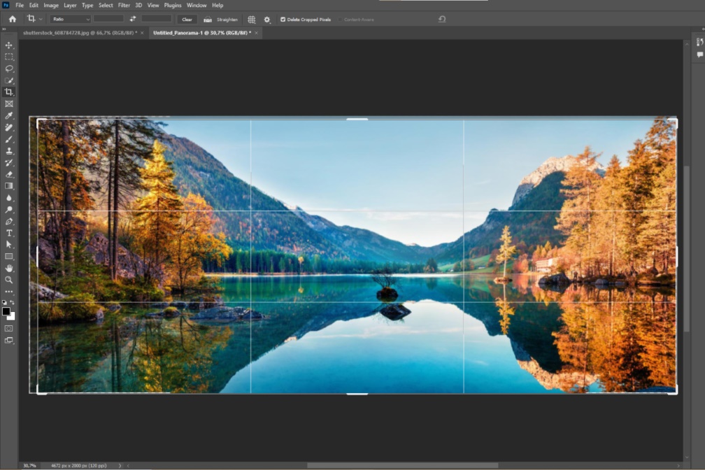 Automatisch erzeugtes Panorama in Photoshop an den Aussenkanten beschneiden