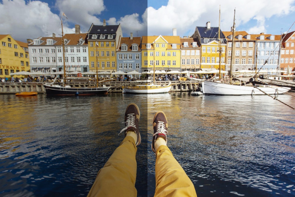 Vergleich: Aufnahme mit und ohne Korrektur der Helligkeit und Kontrast in Photoshop Vergleich: Aufnahme mit und ohne Korrektur der Helligkeit und Kontrast in Photoshop