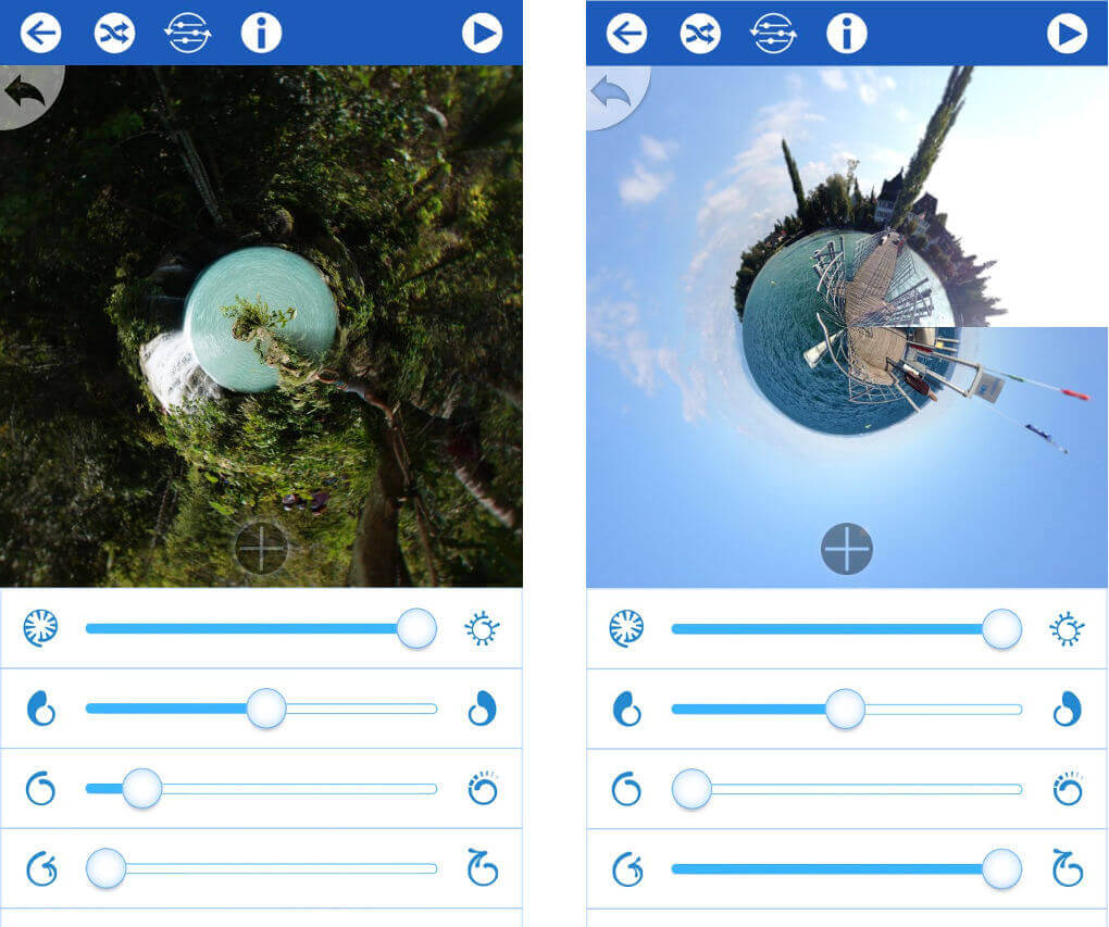 Links: Das Resultat: «RollWorld» App mit Landschaftsbild im Format 3:2 | Rechts: «RollWorld» App mit Panoramabild