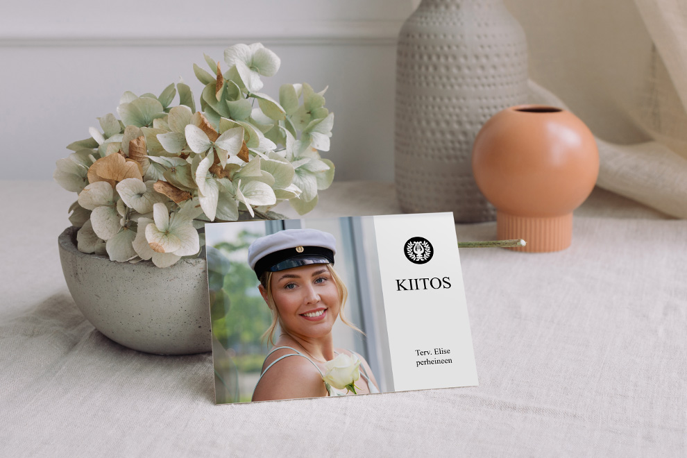 Anna kiitoskortti jo juhlissa Anna kiitoskortti jo juhlissa