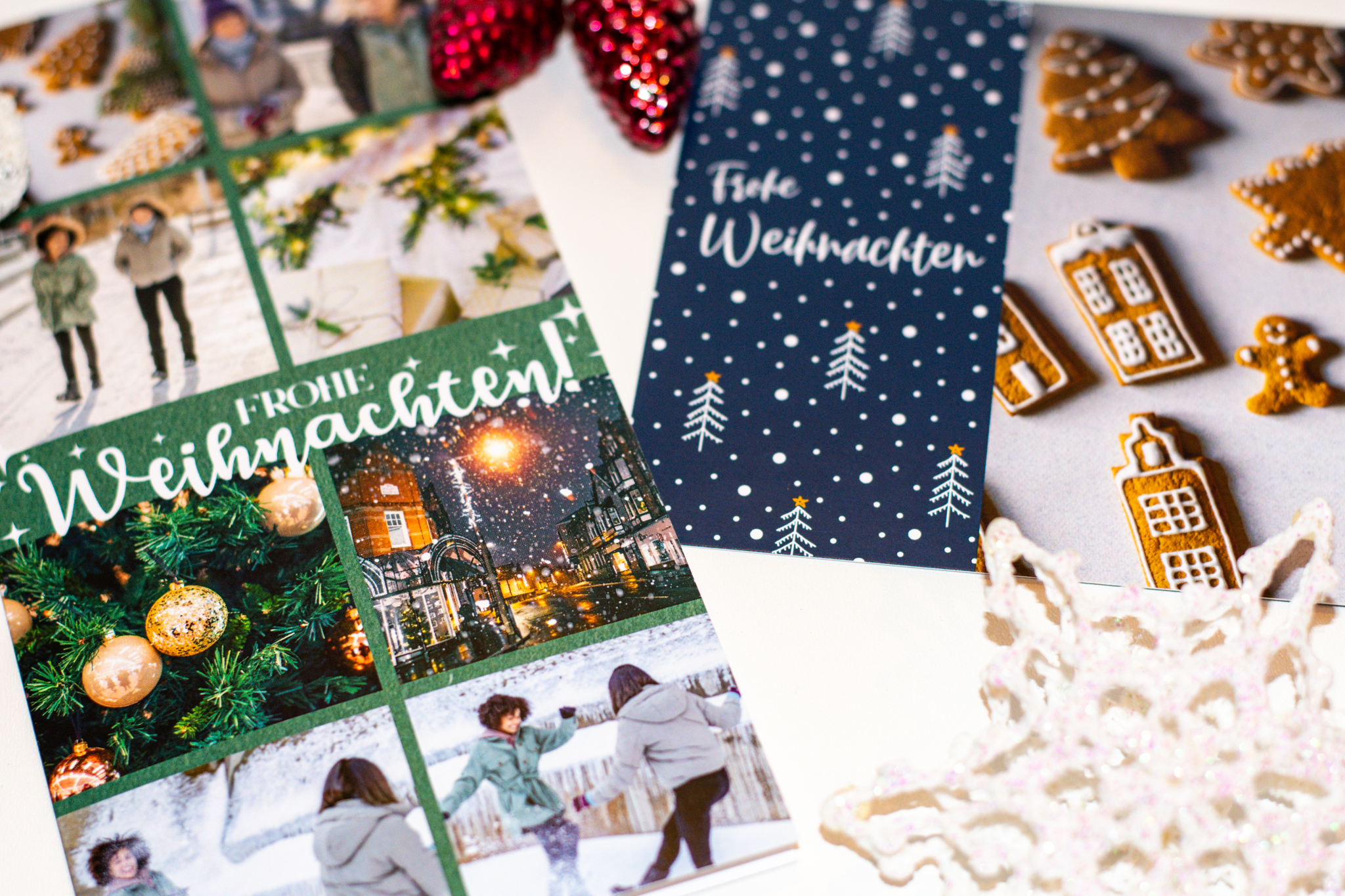 Weihnachtskarten mit Fotos und passenden Weihnachtssprüchen.