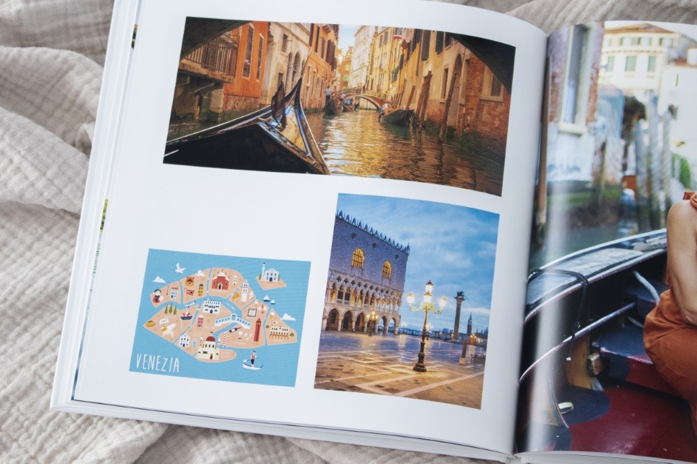 Bilde deine Reiseroute oder deine Reiseziele auf einer Landkarte im Fotobuch ab.