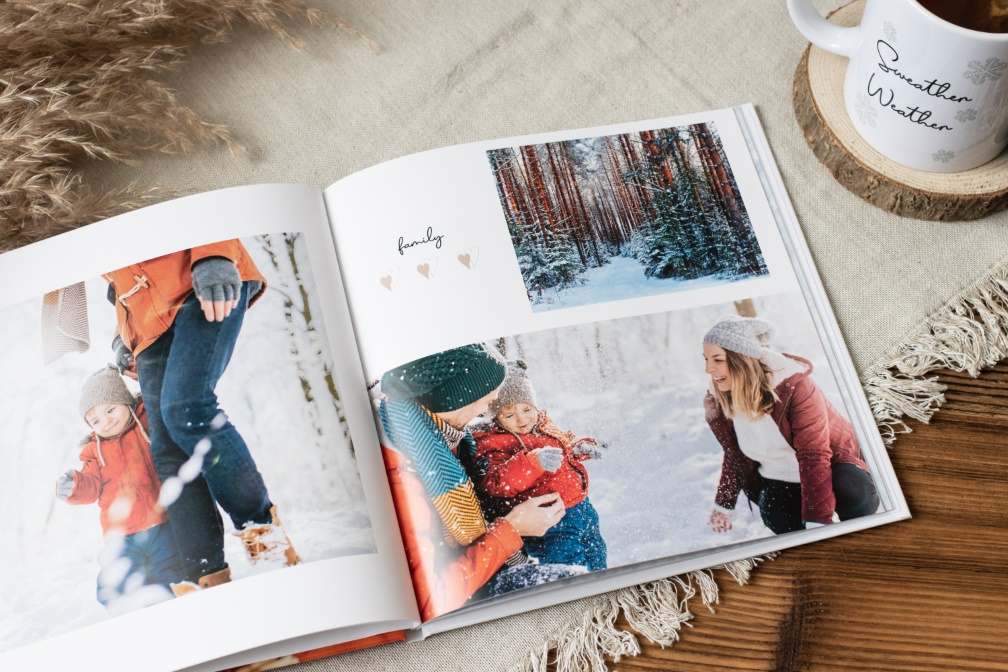 Winterfotobuch – Ausflug im Schnee mit der Familie.