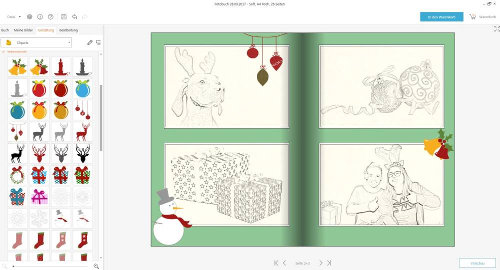 Screenshot – Erstellung eines Fotobuches mit der ifolor Gestaltungssoftware