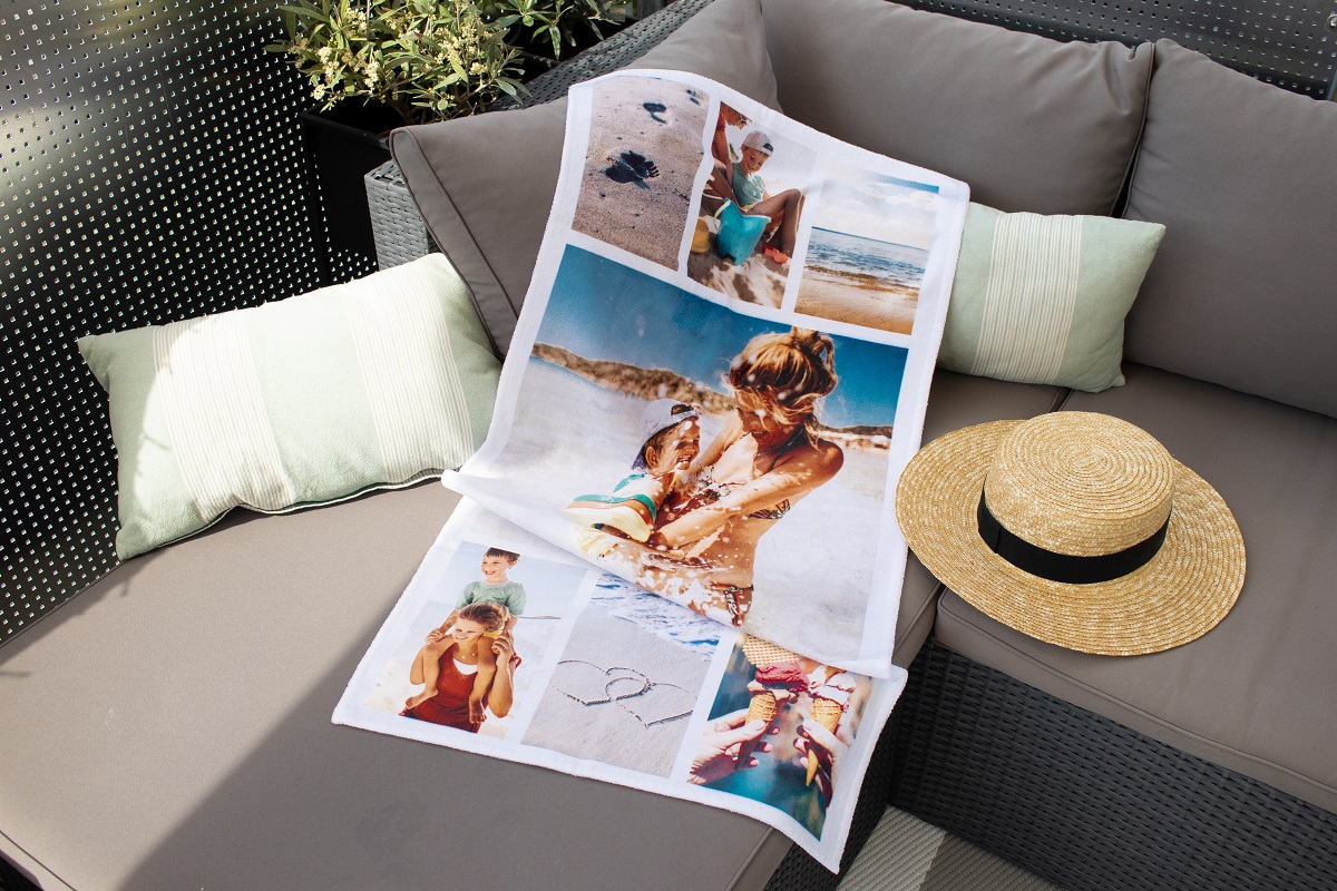Handtuch, Badetuch oder extra grosses Strandtuch mit eigenen Fotos gestalten.