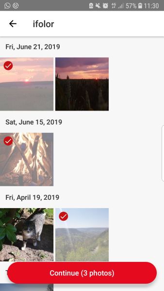 Picture selection – The red checkmarks show which pictures you have selected. Picture selection – The red checkmarks show which pictures you have selected.