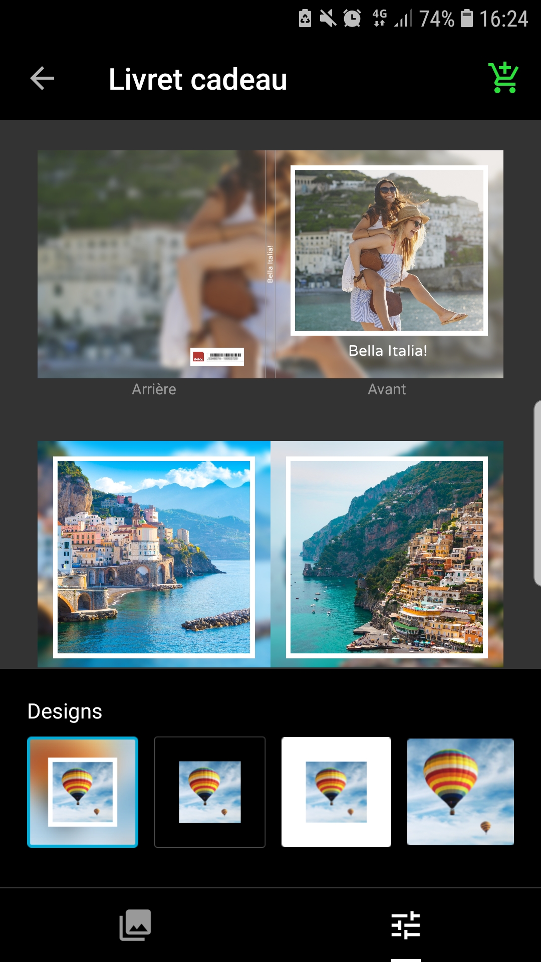 Vous avez le choix entre différentes mises en page, avec ou sans cadre. Vous avez le choix entre différentes mises en page, avec ou sans cadre.