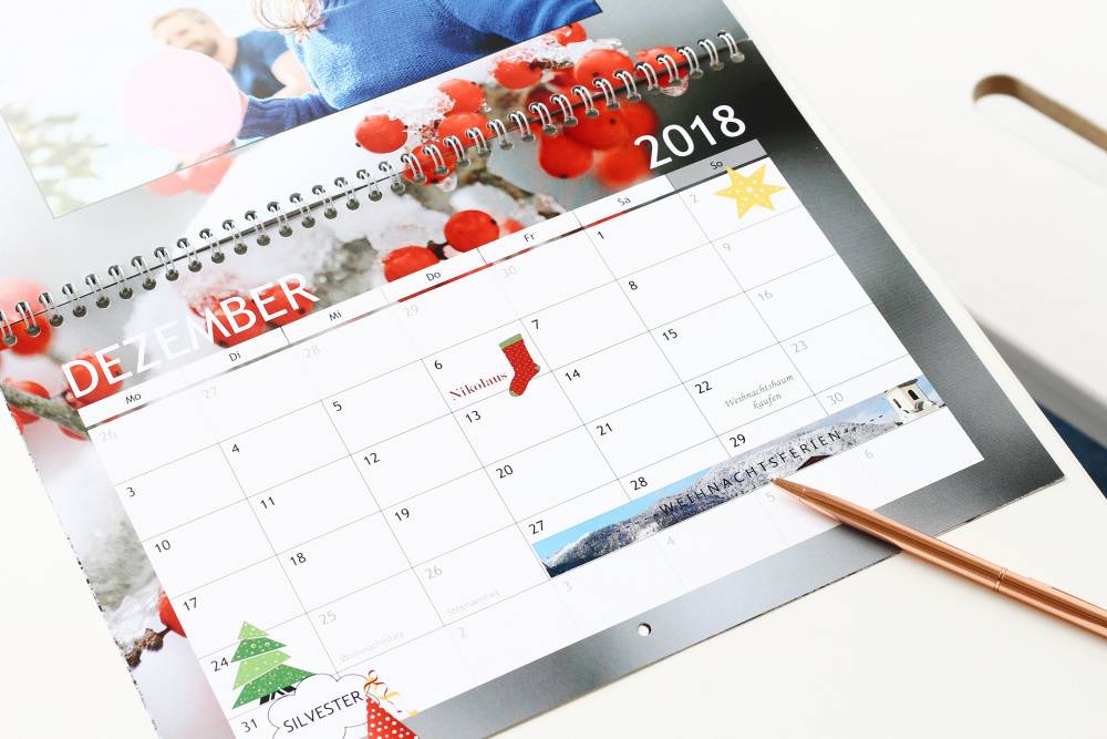A monthly planner from ifolor with personal appointments and public holidays A monthly planner from ifolor with personal appointments and public holidays