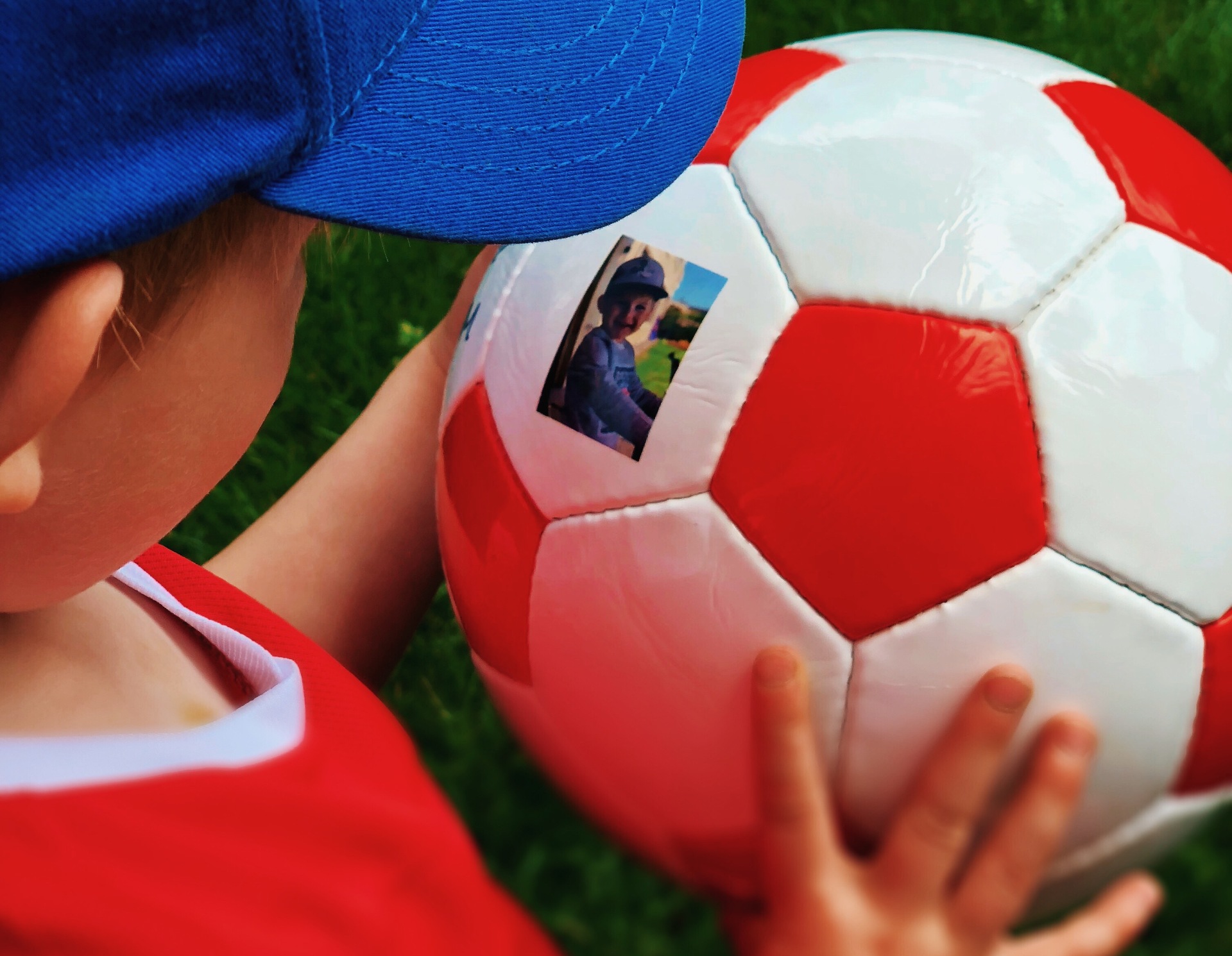 A pretty picture and the child’s name turn the football into a one-off.