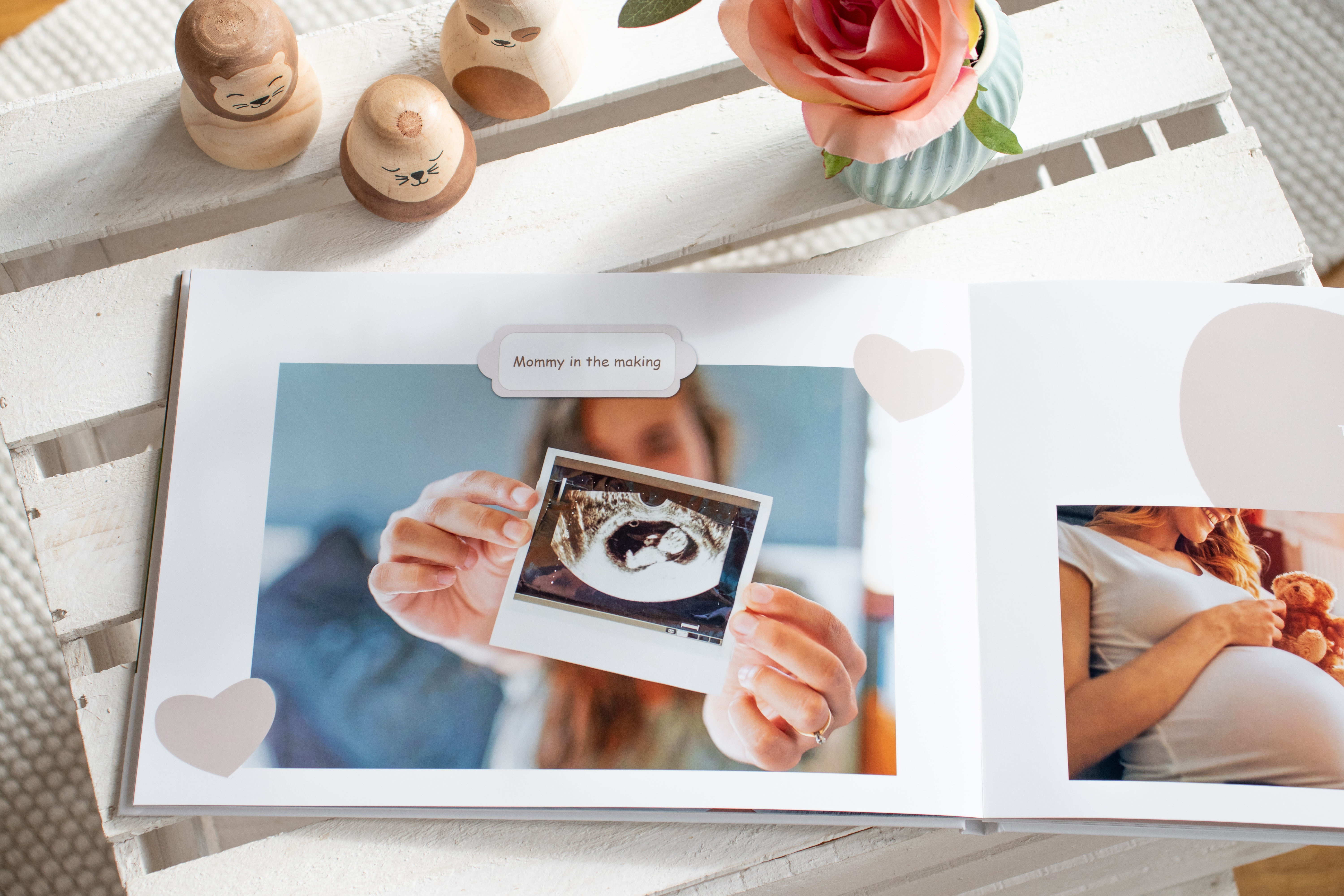 Motividee für das Fotobuch zur Schwangerschaft mit einem Ultraschall-Bild