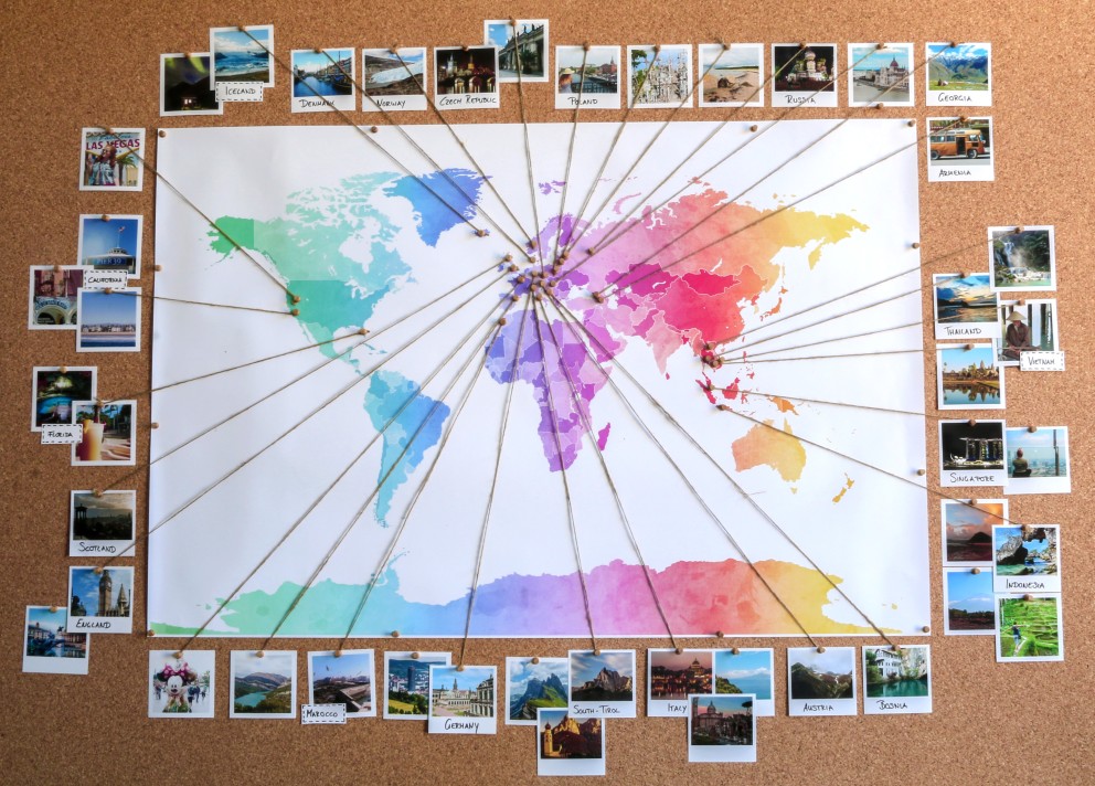 Ergebnis Weltkarte mit Retro und Square Prints als Ferienerinnerung