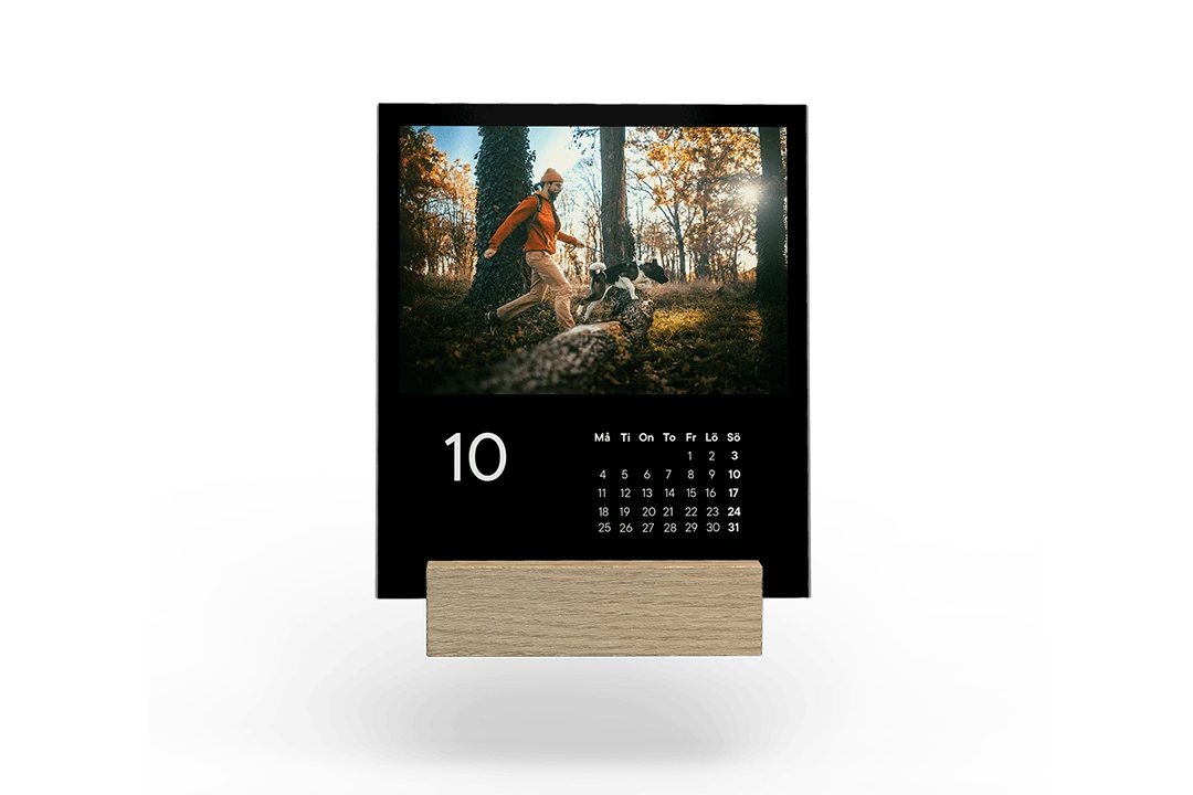 Bordskalender med träblock