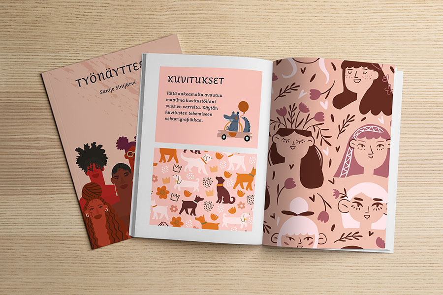 Tee vaikuttava portfolio tai työnäytekansio kuvakirjana