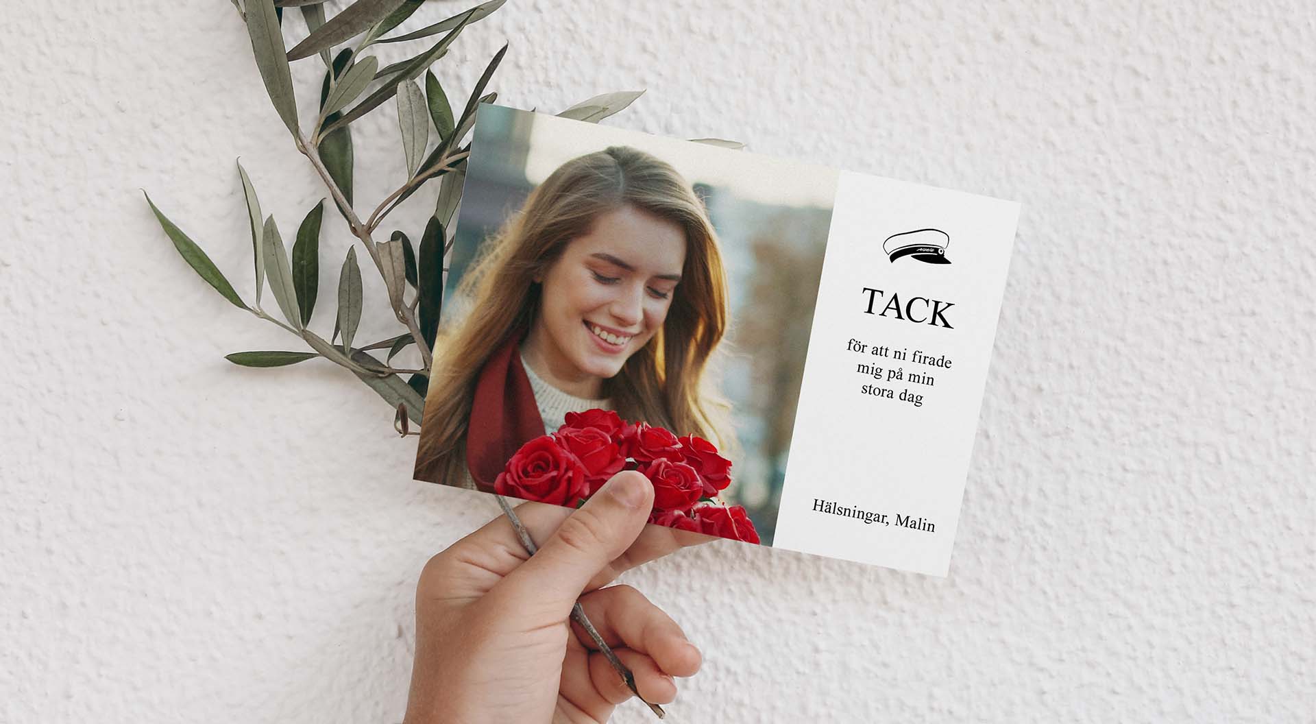 Ett tackkort för en examensfest från ifolors kortsortiment