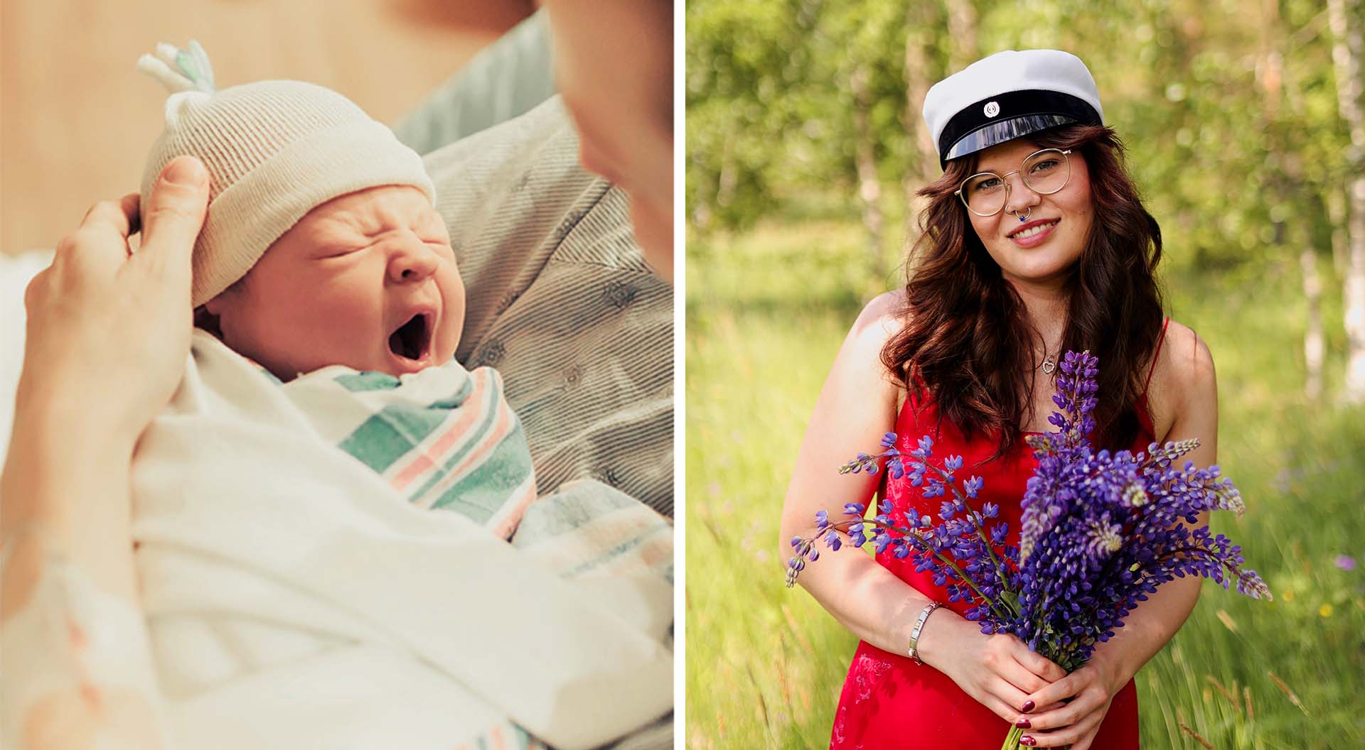 Use a “before & now” photo pair in your thank you card