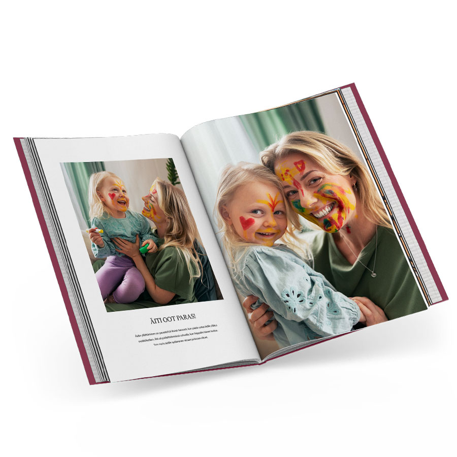 Kuvakirja täynnä kuvia äidistä ja perheestä äitienpäivälahjaksi