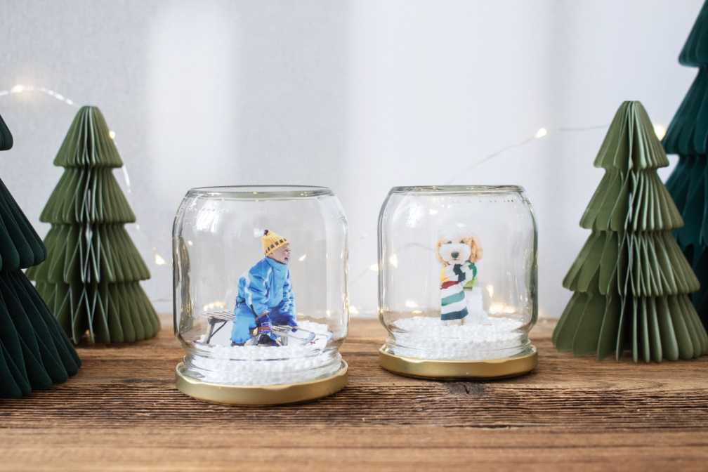 Bastelanleitung: Schneekugeln mit eigenen Fotos Selbst gebastelte Schneekugeln mit Fotos