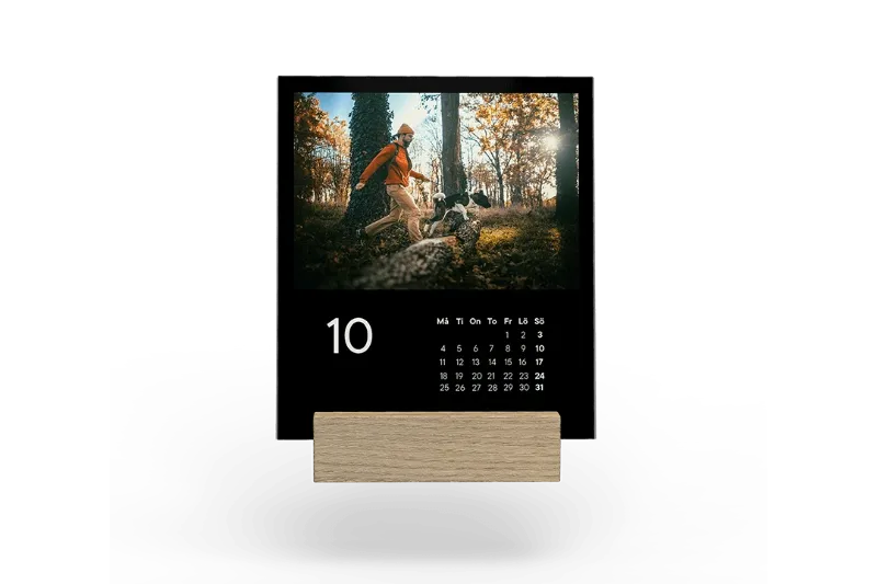 Bordskalender med träblock