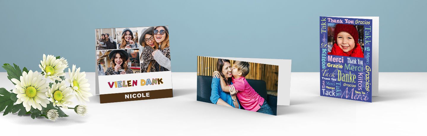 Dankeskarten mit Fotos selbst gestalten und bestellen | ifolor
